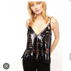 Free People-Sequin Black Cami Top